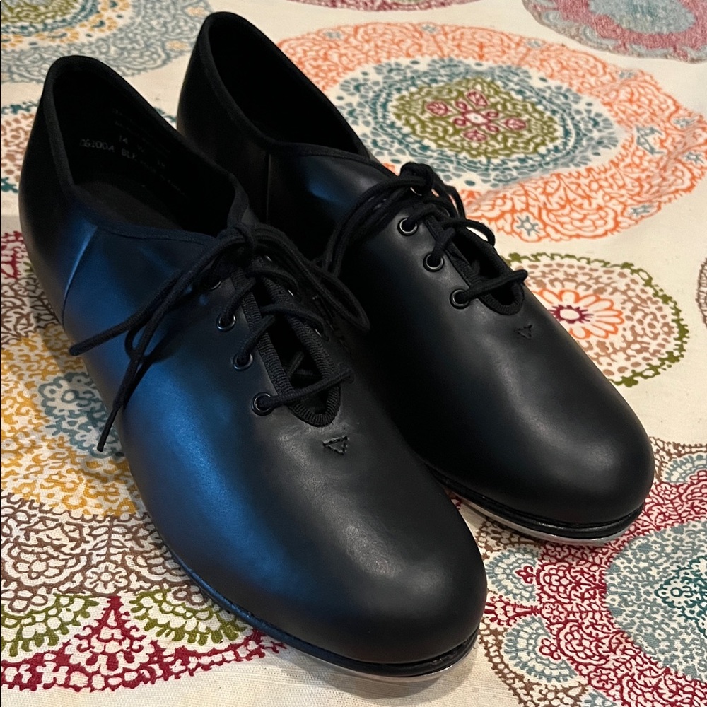 Capezio Black Leather Tap Dance Shoes size 14 women’s - Picture 1 of 9